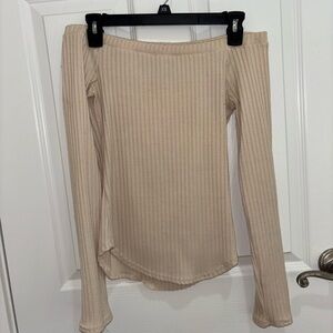 Hot Kiss Beige Ribbed Top